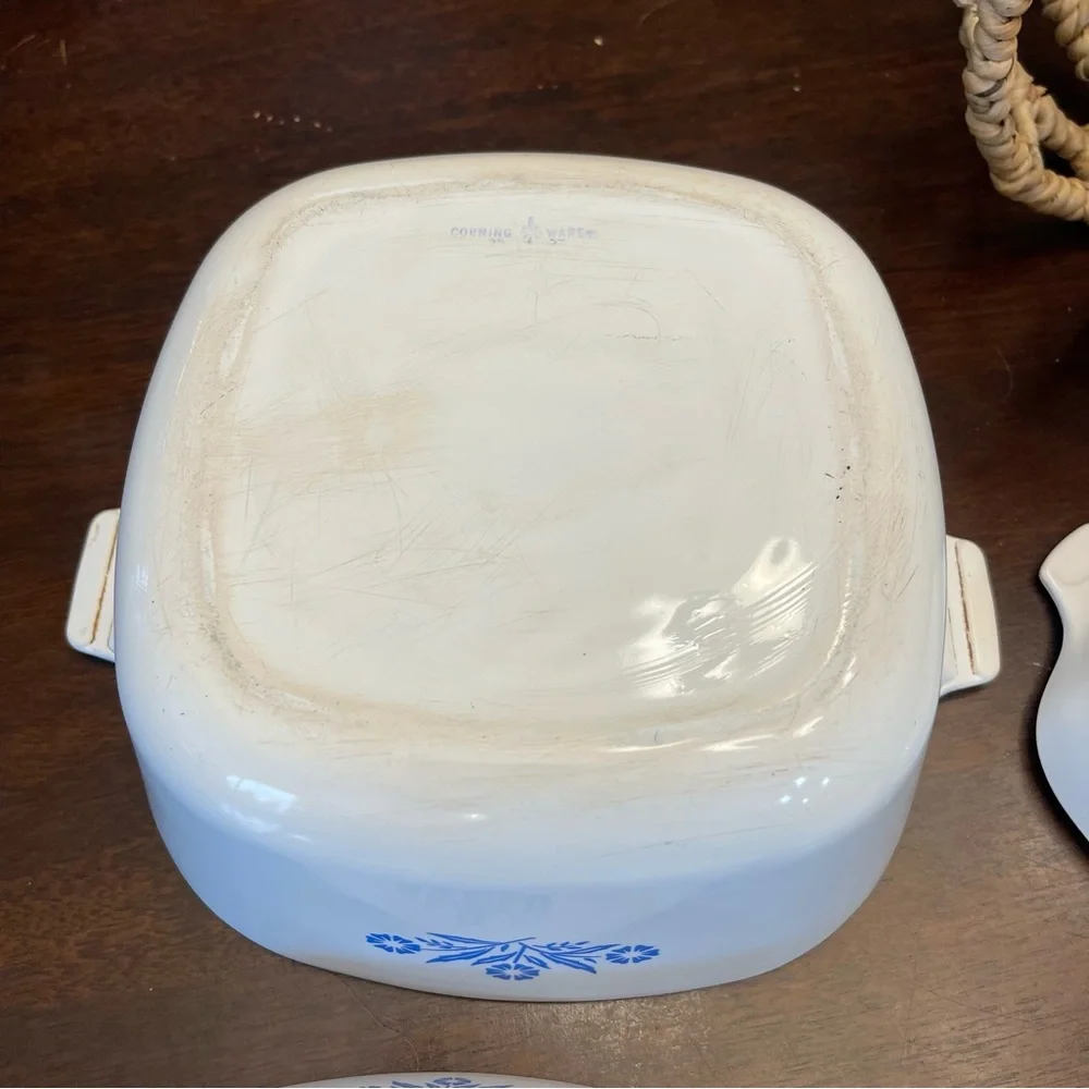 VINTAGE CORNING WARE White Blue Casserole Dishes